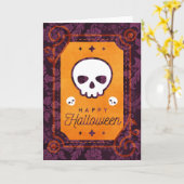 ホワイトスカルハッピーハローウィン カード (黄色い花)