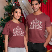 ホワイトスカンジナビアフォークアートノルディッククリスマスツリー Tシャツ