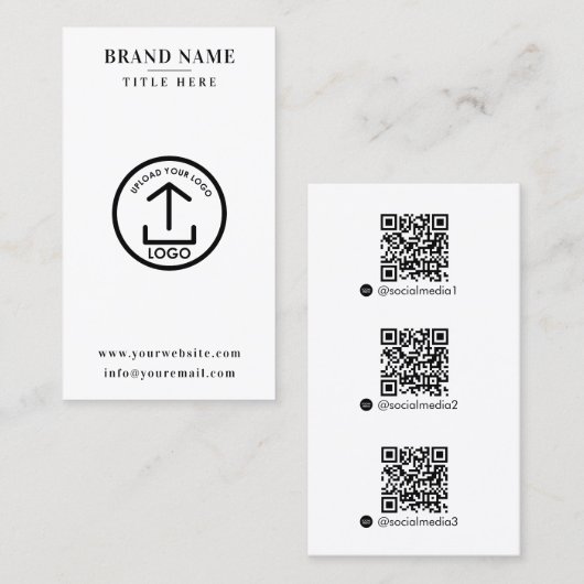 ホワイトスキャナブルデジタ連絡ルQRコードロゴ 名刺 (正面/裏面)