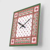 ホワイトスクエアウォールクロック上のピンクの睡蓮 スクエア壁時計 (傾斜)