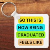 ホワイトスクエアキーチェーンSO_THIS_IS_HOW_BEING_GRADETAT キーホルダー (正面)