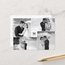 ホワイトスクエアモノグラム4結婚写真ありがとう ポストカード