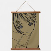 ホワイトスクエア、若いアニメガールドリンクコースター 吊り下げ型タペストリー (正面)