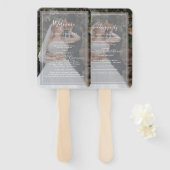 ホワイトスクエレガントリプトのフォトオーバーレイ結婚式 プログラム ハンドファン (正面&裏面)