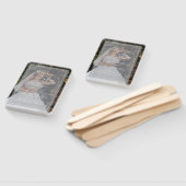 ホワイトスクエレガントリプトのフォトオーバーレイ結婚式 プログラム ハンドファン (組立なし)