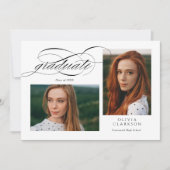 ホワイトスクエレガントリプト3写真卒業パーティー 招待状 (正面)