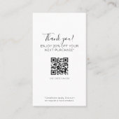 ホワイトスクエレガントリミニマルプトのプロモーション割引QR 名刺 (正面)