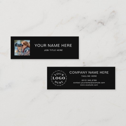 ホワイトスククラシックリプト付きブラックミニ通話カード コーリングカード (正面/裏面)