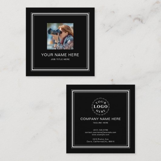 ホワイトスククラシックリプト付きブラック通話カード コーリングカード (正面/裏面)