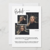 ホワイトスクファンシーリプト写真コラージュ卒業 案内状 (裏面)