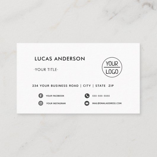 ホワイトスクフェミニンリッカスタムトのロゴソーシャルメディアバス 名刺 (裏面)