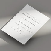 ホワイトスクモダンリットウェディングRSVPカード（黒） 出欠カード