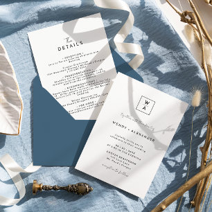 ホワイトスクモダンリプトのモノグラム結婚クレスト詳細 招待状