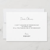 ホワイトスクモダンリプトBridesmaid提案カード 招待状 (裏面)
