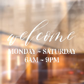 ホワイトスクリプエレガントトウェルカムビジネスストア時間 ウィンドウサイン (シート2)