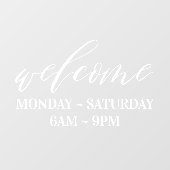 ホワイトスクリプエレガントトウェルカムビジネスストア時間 ウィンドウサイン (シート)