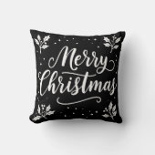 ホワイトスクリプエレガントトメリークリスマス装飾用クッション クッション (正面)
