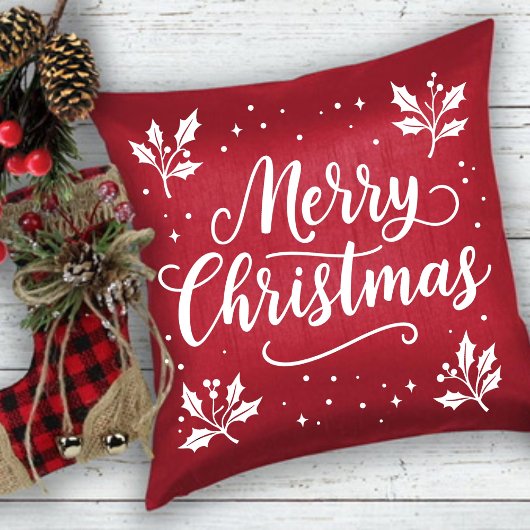 ホワイトスクリプエレガントトメリークリスマス装飾用クッション クッション