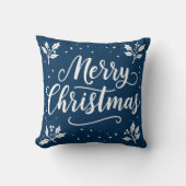 ホワイトスクリプエレガントトメリークリスマス装飾用クッション クッション (正面)