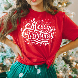 ホワイトスクリプトでクリスマスを祝う Tシャツ
