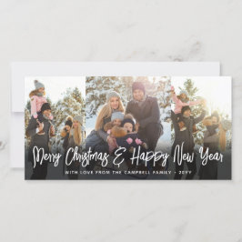 ホワイトスクリプトのクリスマスと新年の2枚の写真 シーズンカード
