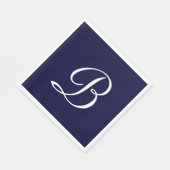 ホワイトスクリプトのモノグラム「B」 スタンダードランチョンナプキン (角)