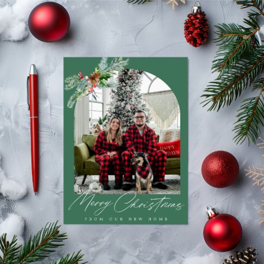 ホワイトスクリプトの緑の休日の引越し告知 シーズンカード