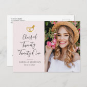 ホワイトスクリプトの薬局のグラード発表の招待 ポストカード (正面/裏面)