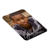 ホワイトスクリプトオーバーレイ写真の卒業発表 マグネット (右側)