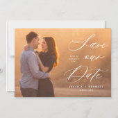 ホワイトスクリプトオーバーレイ写真 セーブザデート マグネット (正面)