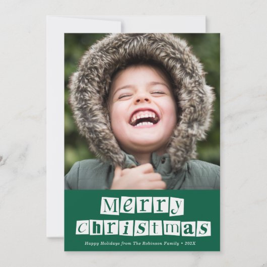 ホワイトスクリプトクリスマスホリデーカード シーズンカード (正面)