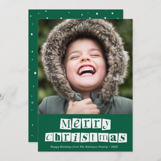 ホワイトスクリプトクリスマスホリデーカード シーズンカード (正面/裏面)