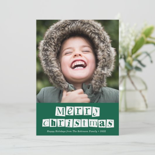 ホワイトスクリプトクリスマスホリデーカード シーズンカード (スタンド正面)