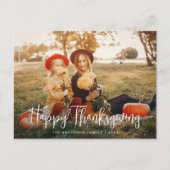 ホワイトスクリプトハッピーサンクスギビング写真はがき ポストカード (正面)
