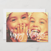 ホワイトスクリプトハッピーホリデーズクリスマスフォトカード シーズンカード (正面)