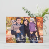 ホワイトスクリプトハッピー感謝祭フォトカード シーズンカード (スタンド正面)