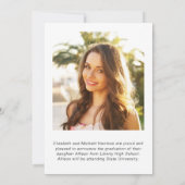 ホワイトスクリプトフォトオーバーレイ卒業 案内状 (裏面)