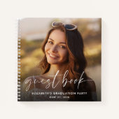 ホワイトスクリプトフォト卒業パーティーゲストブック ノートブック (正面)