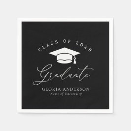 ホワイトスクリプトブラック卒業 スタンダードカクテルナプキン