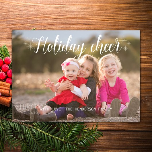 ホワイトスクリプトホリデー応援フォトフラットカード シーズンカード