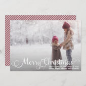 ホワイトスクリプトメリークリスマスフォトクリスマスカード シーズンカード (正面/裏面)