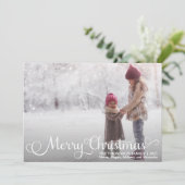 ホワイトスクリプトメリークリスマスフォトクリスマスカード シーズンカード (スタンド正面)