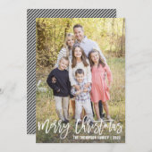 ホワイトスクリプトメリークリスマスフォトクリスマスカード シーズンカード (正面/裏面)