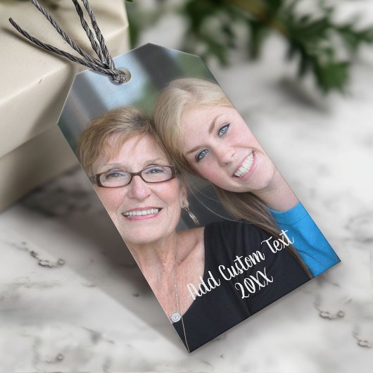 ホワイトスクリプト付きフルモダンフォトレイアウト文字 ギフトタグ