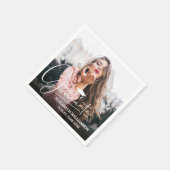 ホワイトスクリプト卒業キャップフォト スタンダードカクテルナプキン (角)