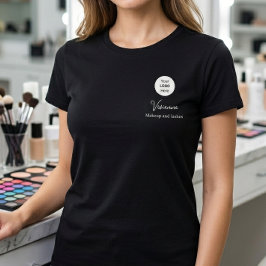 ホワイトスクリプト従業員名ビジネス ロゴ メイク Tシャツ