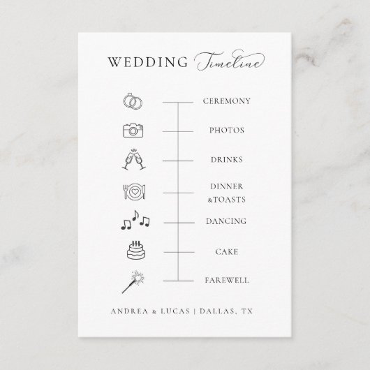 ホワイトスクリプト ウェディングデーのタイムライン イベントの順番 エンクロージャーカード (正面)