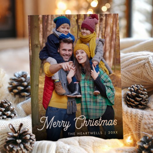 ホワイトスクリプト メリークリスマス 縦型 写真入り シーズンカード