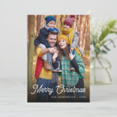 ホワイトスクリプト メリークリスマス 縦型 写真入り シーズンカード (スタンド正面)
