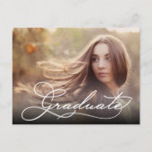 ホワイトスクリプトGRADUATE写真Save the Date ポストカード (正面)